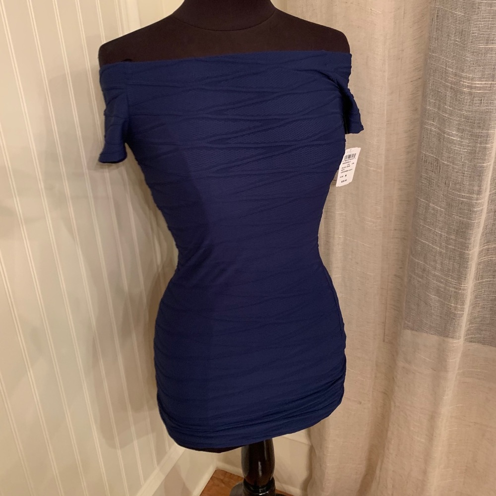 Off the shoulder navy dress